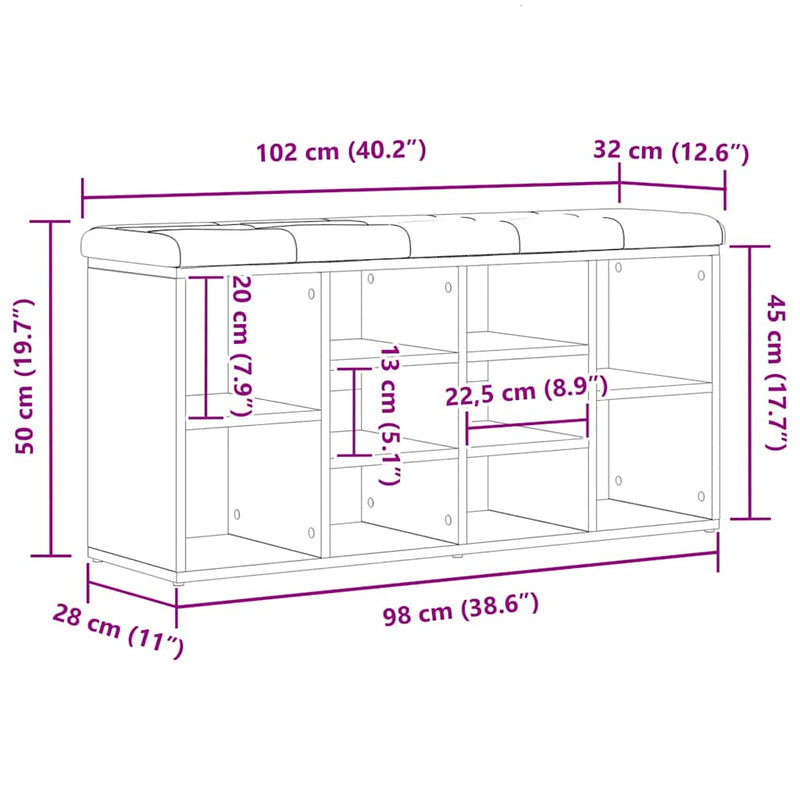 vidaXL Cipőpad tárolóval Fekete 100 x 30 x 48 cm Faanyag