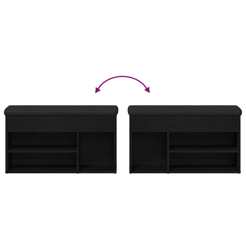 vidaXL Cipőpad tárolóval Fekete 80 x 30 x 45 cm Faanyag