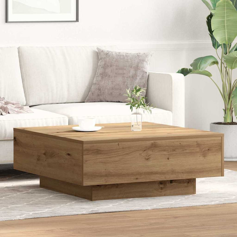 vidaXL Dohányzóasztal kézműves tölgy 80 x 80 x 31 cm Faanyag