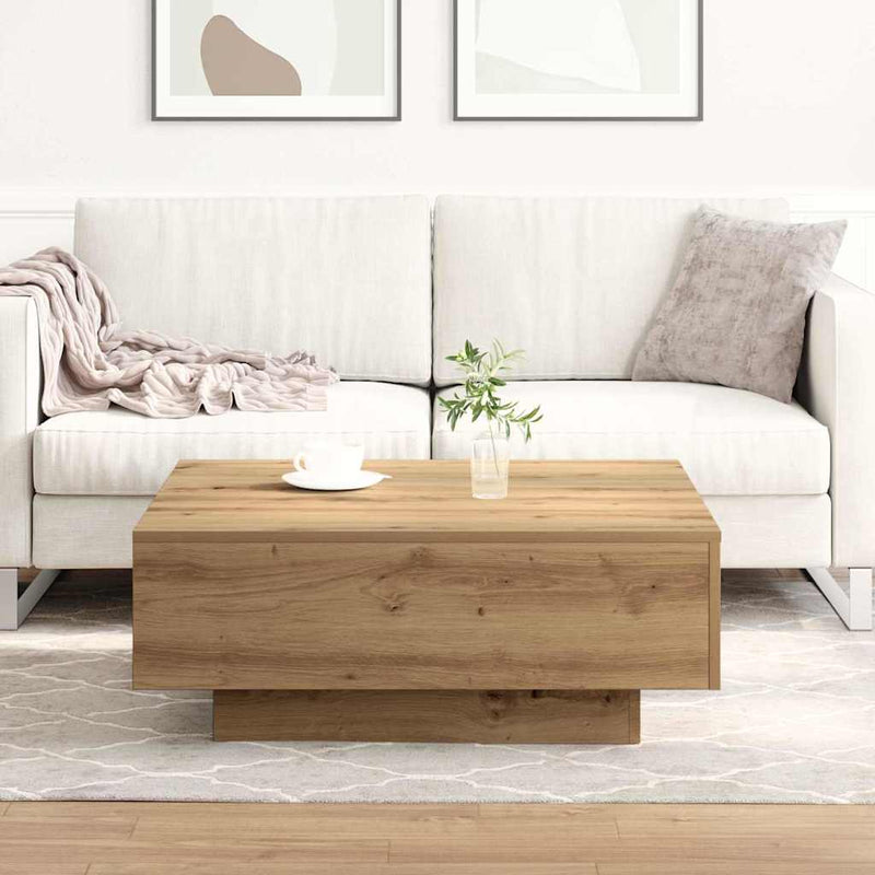 vidaXL Dohányzóasztal kézműves tölgy 80 x 80 x 31 cm Faanyag