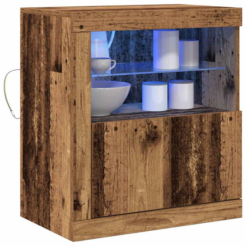 vidaXL Széf LED -es lámpákkal Barna 60.5 x 37 x 67 cm Faanyag
