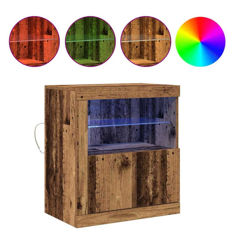 vidaXL Széf LED -es lámpákkal Barna 60.5 x 37 x 67 cm Faanyag