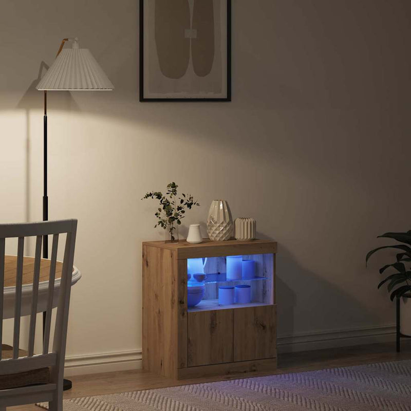 vidaXL Széf LED -es lámpákkal Barna 60.5 x 37 x 67 cm Faanyag