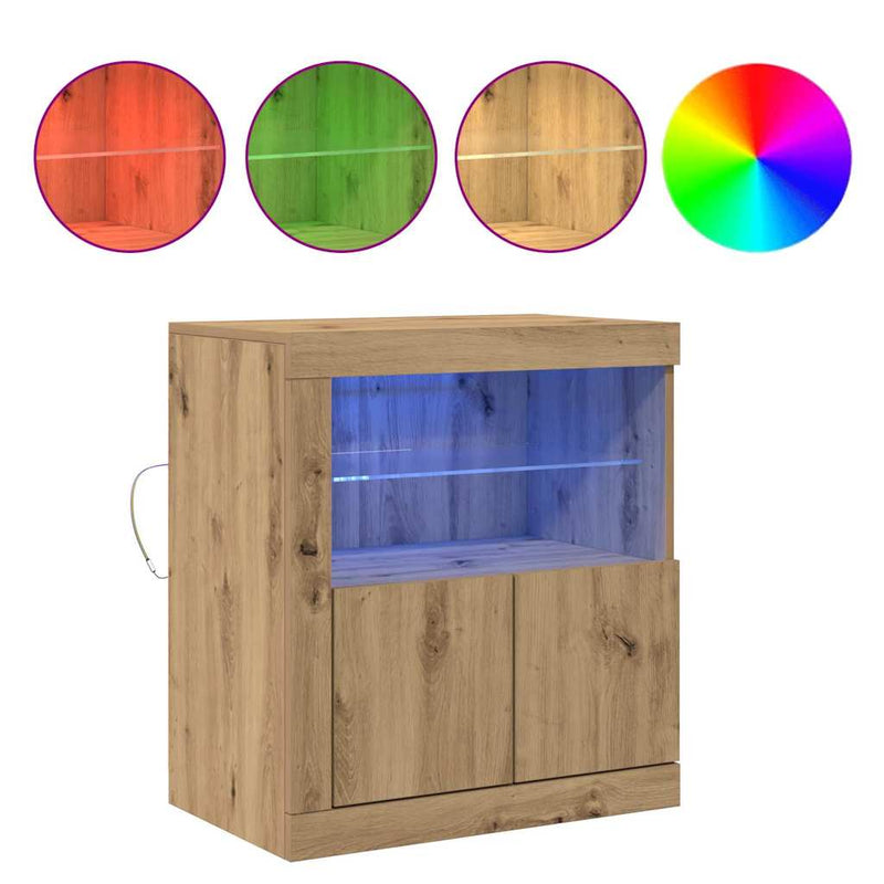 vidaXL Széf LED -es lámpákkal Barna 60.5 x 37 x 67 cm Faanyag
