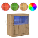 vidaXL LED tálaló LED -es lámpákkal Barna 60,5 x 37 x 67 cm Faanyag