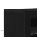 vidaXL LED tálaló LED -es lámpákkal Fekete 60,5 x 37 x 67 cm Faanyag