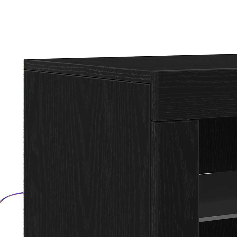 vidaXL Széf LED -es lámpákkal Fekete 60.5 x 37 x 67 cm Faanyag