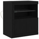 vidaXL LED tálaló LED -es lámpákkal Fekete 60,5 x 37 x 67 cm Faanyag