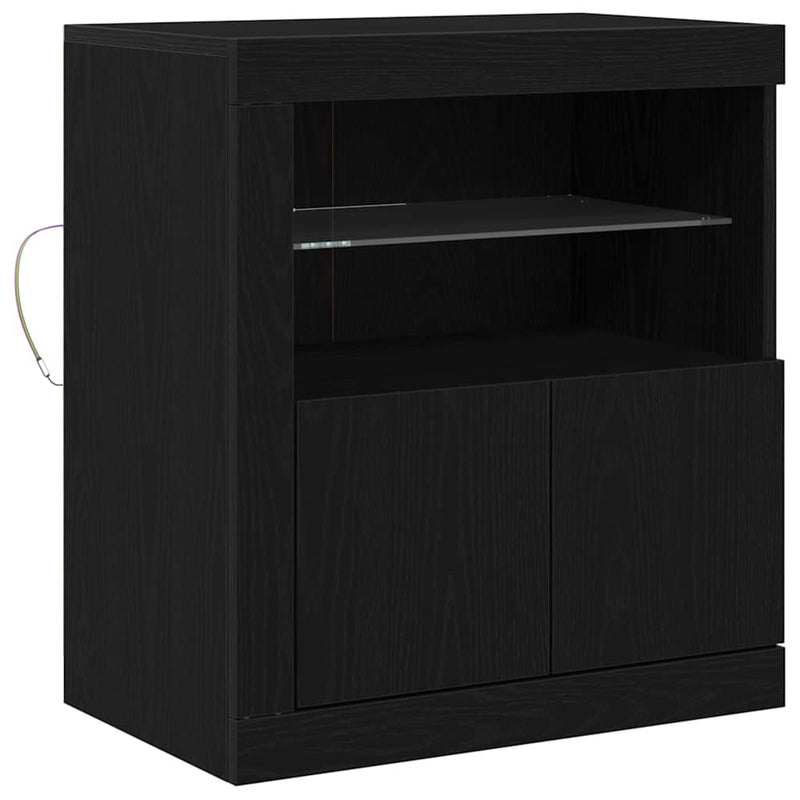 vidaXL Széf LED -es lámpákkal Fekete 60.5 x 37 x 67 cm Faanyag