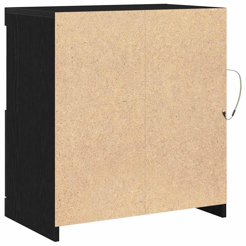vidaXL Széf LED -es lámpákkal Fekete 60.5 x 37 x 67 cm Faanyag