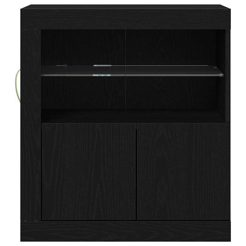 vidaXL Széf LED -es lámpákkal Fekete 60.5 x 37 x 67 cm Faanyag
