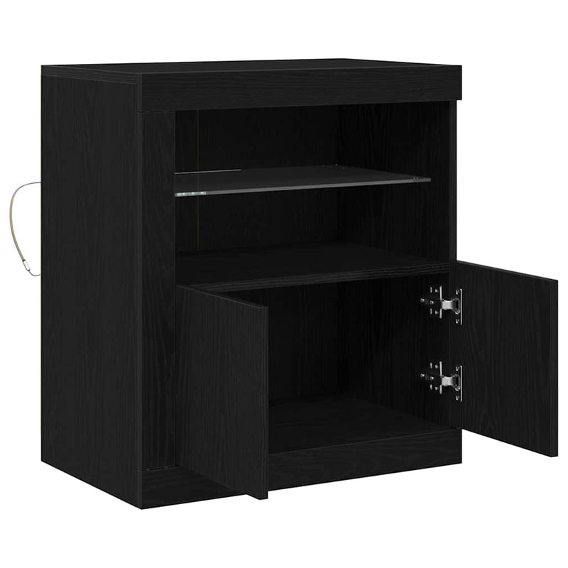 vidaXL Széf LED -es lámpákkal Fekete 60.5 x 37 x 67 cm Faanyag