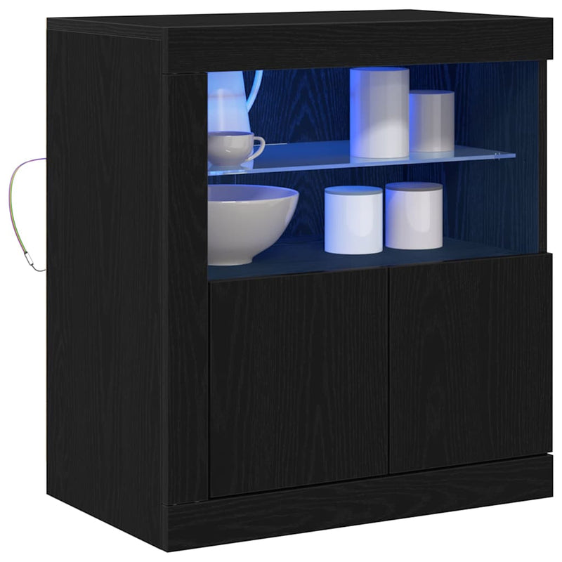 vidaXL Széf LED -es lámpákkal Fekete 60.5 x 37 x 67 cm Faanyag