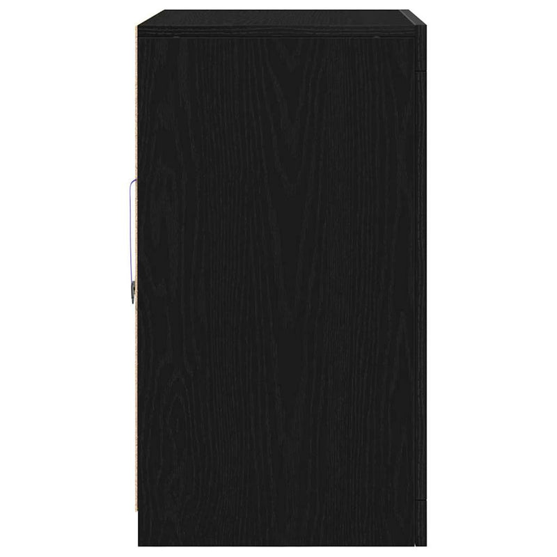vidaXL Széf LED -es lámpákkal Fekete 60.5 x 37 x 67 cm Faanyag