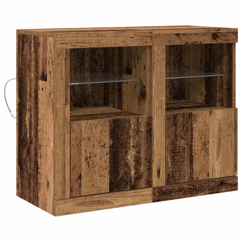 vidaXL Oldalsó szekrény 2 pcs Régi fa 41 x 37 x 67 cm Faanyag