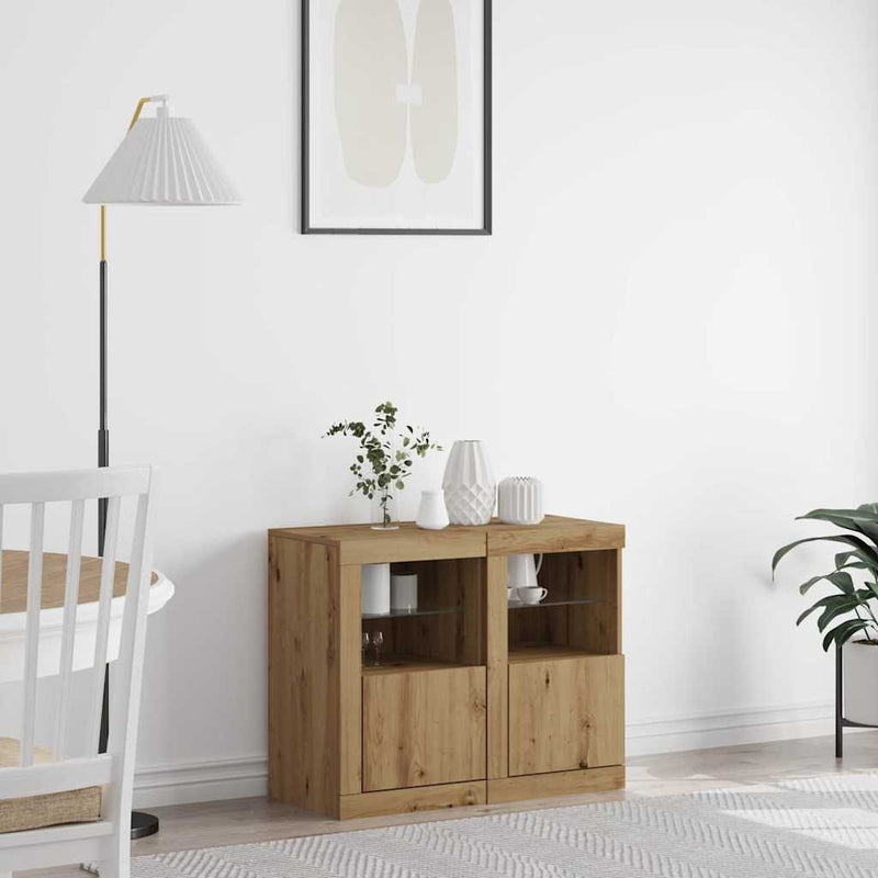 vidaXL Oldalsó szekrény 2 pcs kézműves tölgy 41 x 37 x 67 cm Faanyag