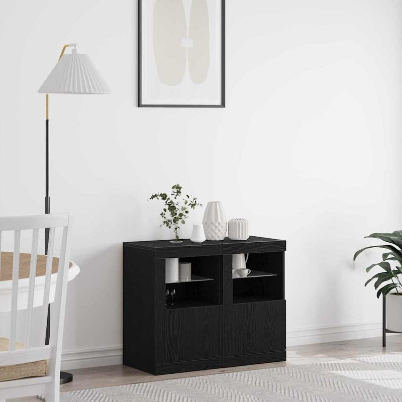 vidaXL Oldalsó szekrény 2 pcs Musta tammi 41 x 37 x 67 cm Faanyag