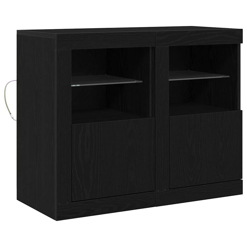 vidaXL Oldalsó szekrény 2 pcs Musta tammi 41 x 37 x 67 cm Faanyag
