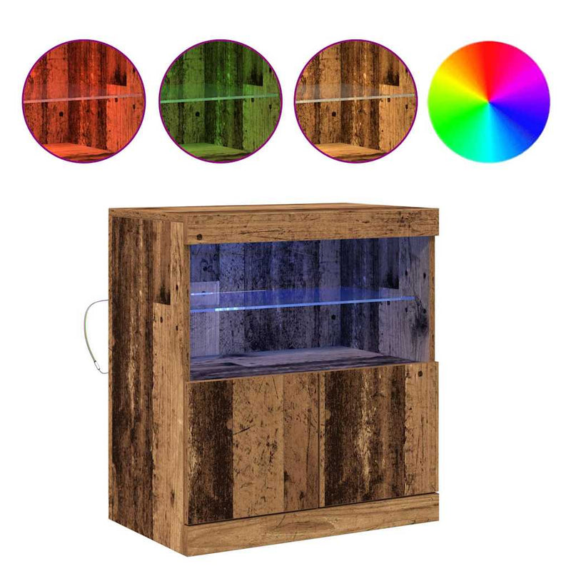 vidaXL Széf LED -es lámpákkal Barna 60 x 37 x 67 cm Faanyag