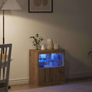 vidaXL LED tálaló LED -es lámpákkal Barna 60,5 x 37 x 67 cm Faanyag