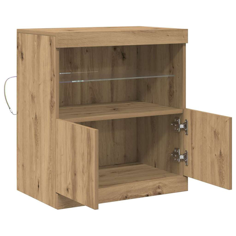 vidaXL Széf LED -es lámpákkal Barna 60 x 37 x 67 cm Faanyag