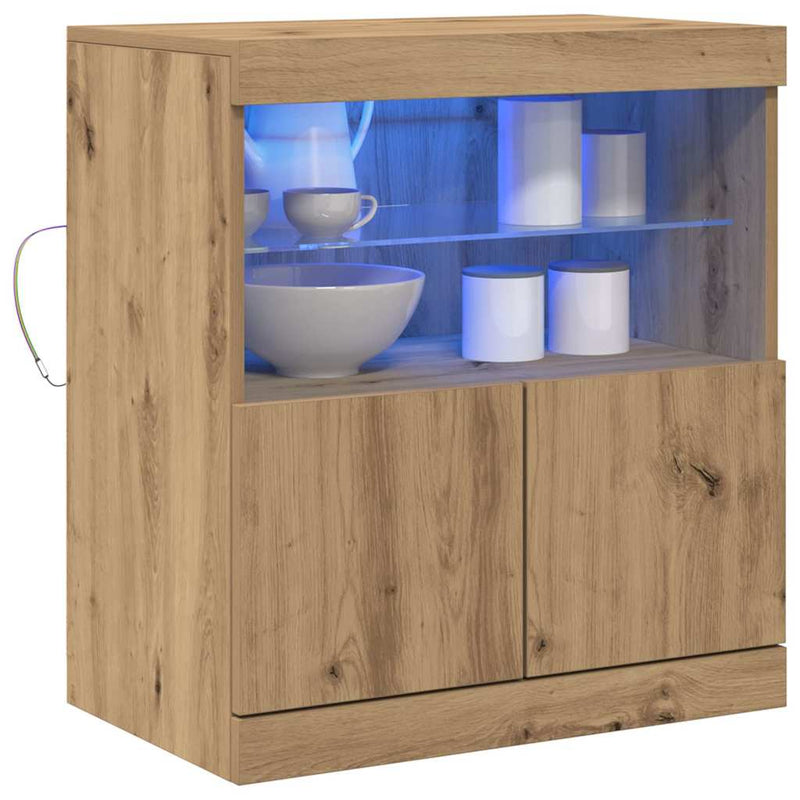 vidaXL Széf LED -es lámpákkal Barna 60 x 37 x 67 cm Faanyag