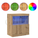 vidaXL LED tálaló LED -es lámpákkal Barna 60,5 x 37 x 67 cm Faanyag