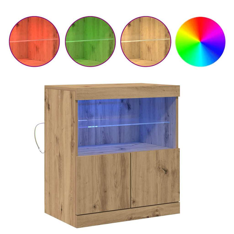 vidaXL Széf LED -es lámpákkal Barna 60 x 37 x 67 cm Faanyag