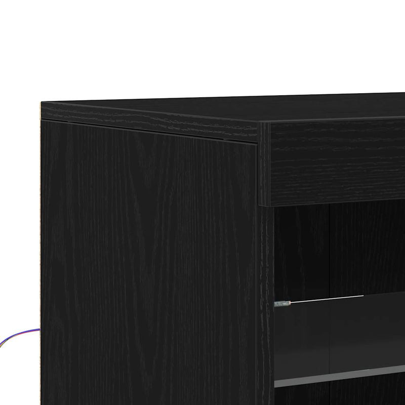 vidaXL Széf LED -es lámpákkal Fekete 60 x 37 x 67 cm Faanyag