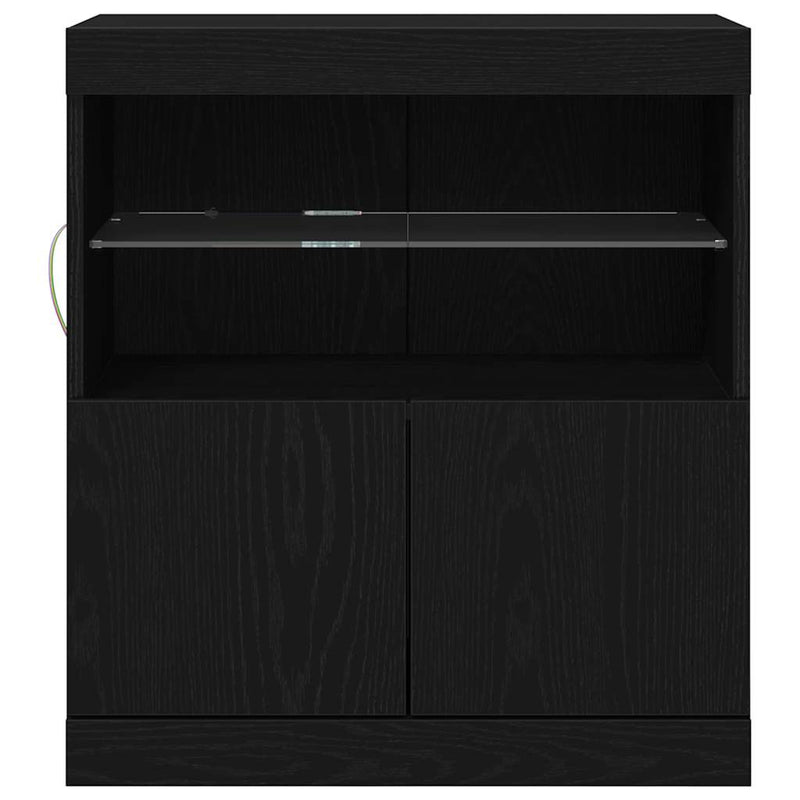 vidaXL Széf LED -es lámpákkal Fekete 60 x 37 x 67 cm Faanyag