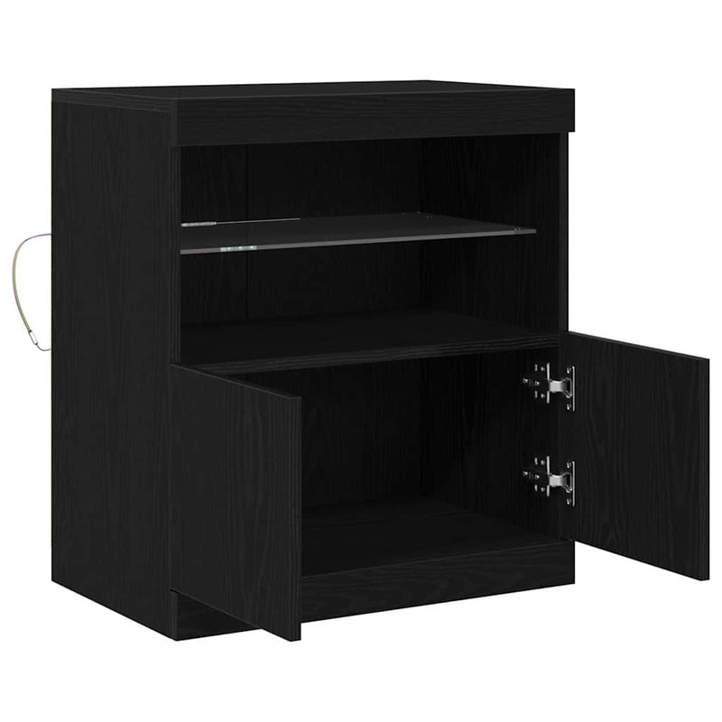 vidaXL Széf LED -es lámpákkal Fekete 60 x 37 x 67 cm Faanyag
