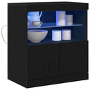 vidaXL LED tálaló LED -es lámpákkal Fekete 60,5 x 37 x 67 cm Faanyag