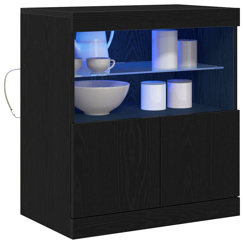 vidaXL Széf LED -es lámpákkal Fekete 60 x 37 x 67 cm Faanyag