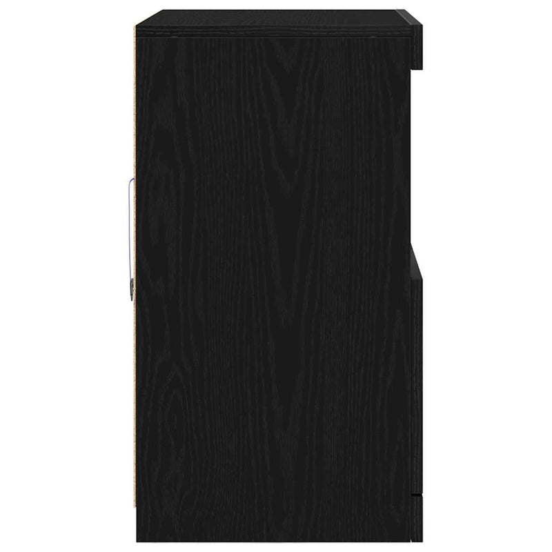 vidaXL Széf LED -es lámpákkal Fekete 60 x 37 x 67 cm Faanyag