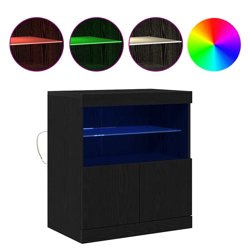 vidaXL Széf LED -es lámpákkal Fekete 60 x 37 x 67 cm Faanyag