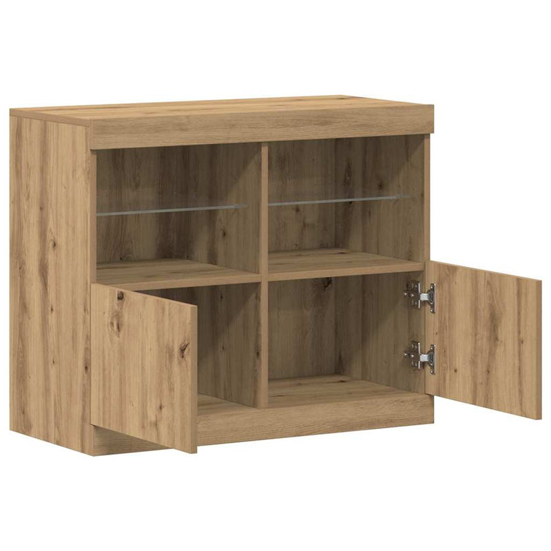 vidaXL Széf LED -es lámpákkal Barna 81 x 37 x 67 cm Faanyag