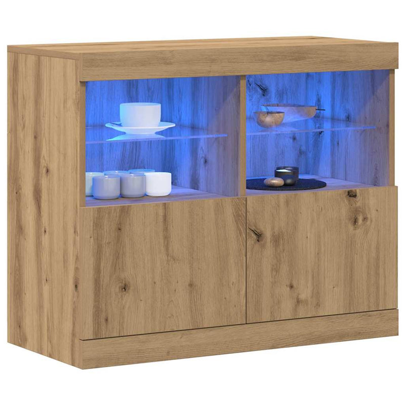vidaXL Széf LED -es lámpákkal Barna 81 x 37 x 67 cm Faanyag