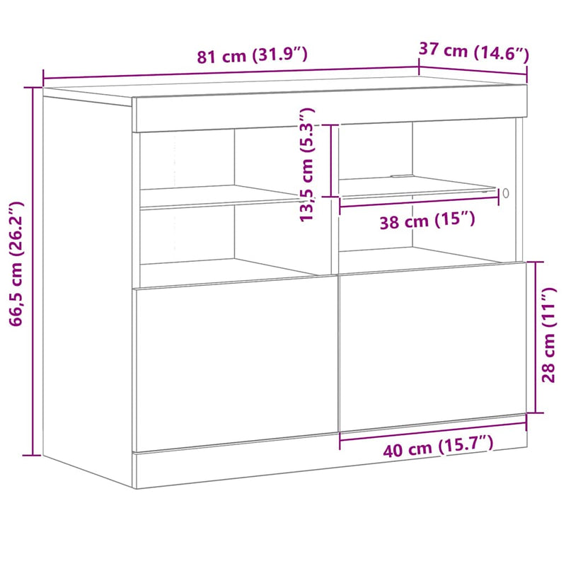vidaXL Széf LED -es lámpákkal Barna 81 x 37 x 67 cm Faanyag