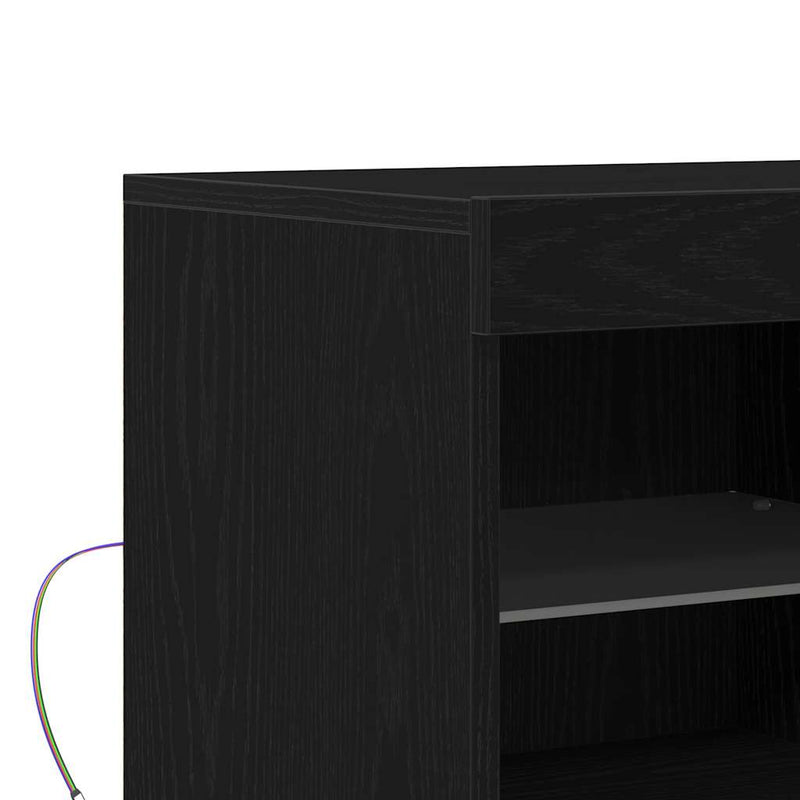 vidaXL Széf LED -es lámpákkal Fekete 81 x 37 x 67 cm Faanyag