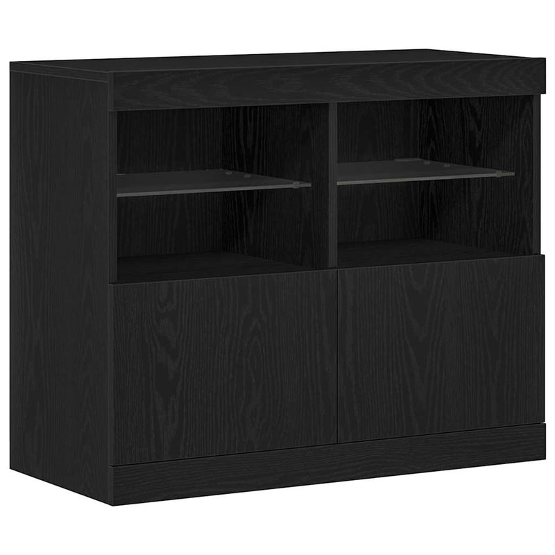 vidaXL Széf LED -es lámpákkal Fekete 81 x 37 x 67 cm Faanyag
