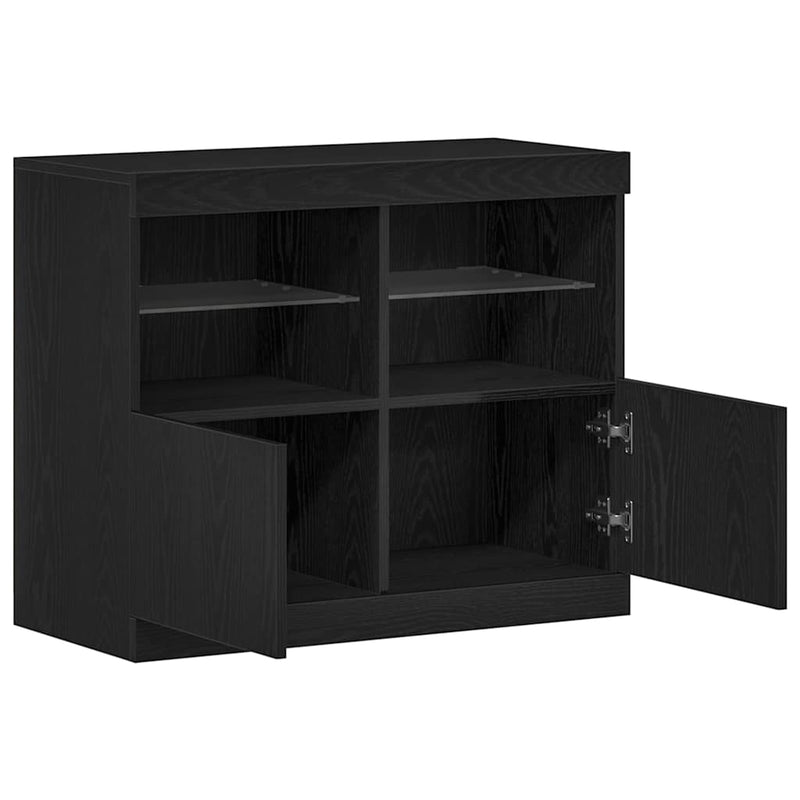 vidaXL Széf LED -es lámpákkal Fekete 81 x 37 x 67 cm Faanyag