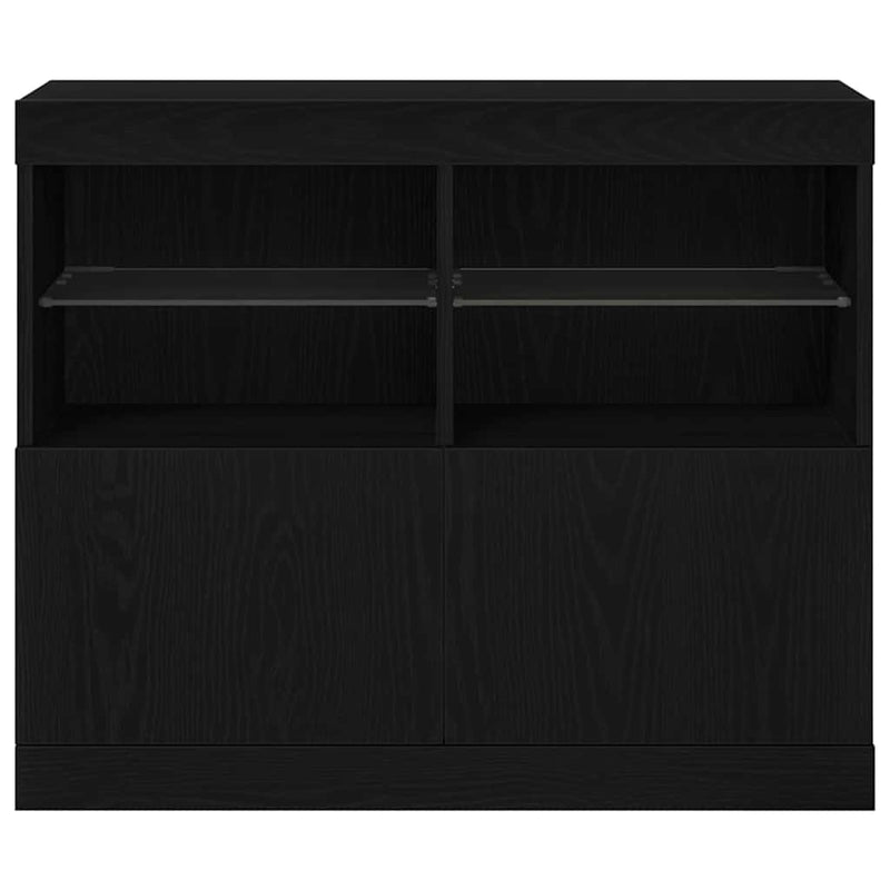 vidaXL Széf LED -es lámpákkal Fekete 81 x 37 x 67 cm Faanyag