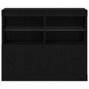 vidaXL LED tálaló LED -es lámpákkal Fekete 81 x 37 x 66,5 cm Faanyag