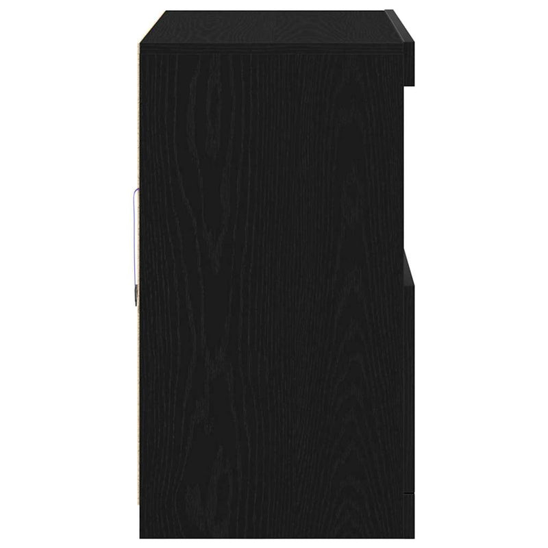 vidaXL Széf LED -es lámpákkal Fekete 81 x 37 x 67 cm Faanyag
