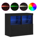 vidaXL LED tálaló Fekete 81 x 37 x 66,5 cm Szerelt Fa