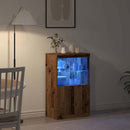 vidaXL LED tálaló LED -es lámpákkal Barna 60 x 37 x 100 cm Faanyag