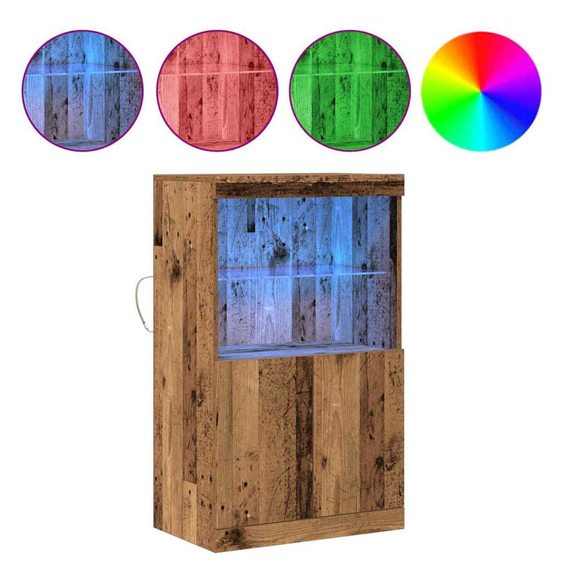 vidaXL Széf LED -es lámpákkal Barna 60 x 37 x 100 cm Faanyag