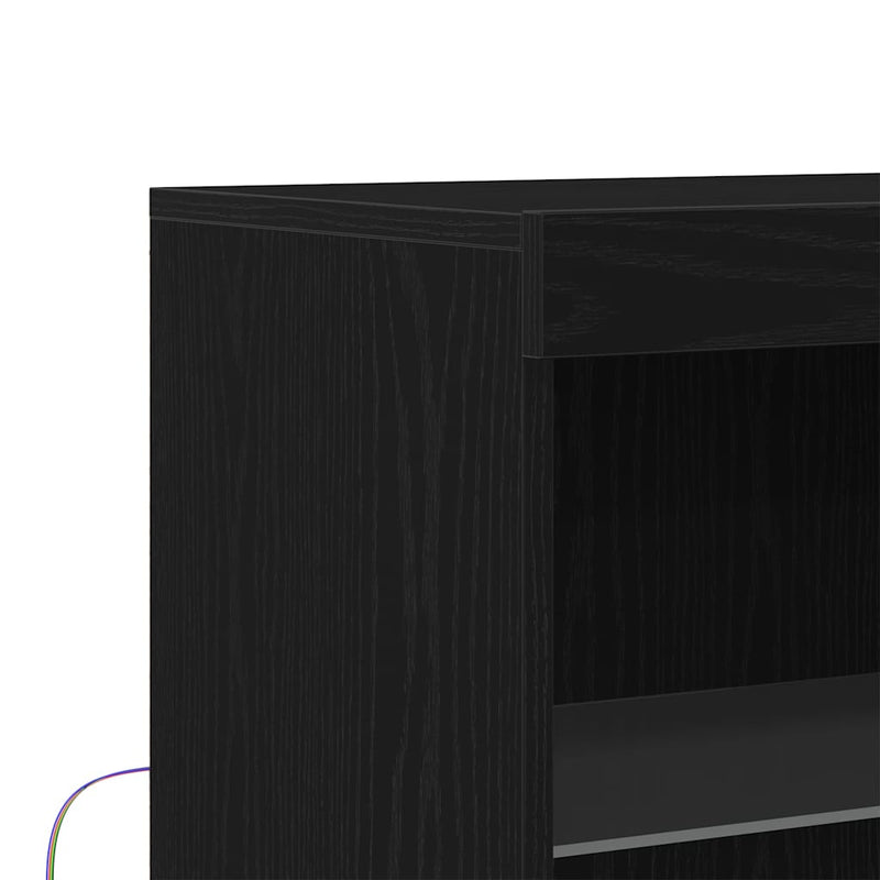 vidaXL Széf LED -es lámpákkal Fekete 60 x 37 x 100 cm Faanyag