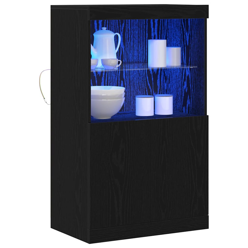 vidaXL Széf LED -es lámpákkal Fekete 60 x 37 x 100 cm Faanyag