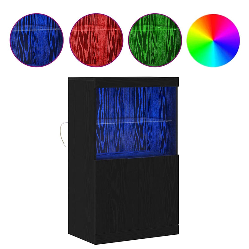 vidaXL Széf LED -es lámpákkal Fekete 60 x 37 x 100 cm Faanyag